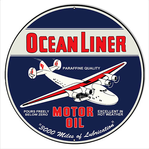 Ocean Liner Motor Oil Reproduction Gas Station Sign 14"x14" Round