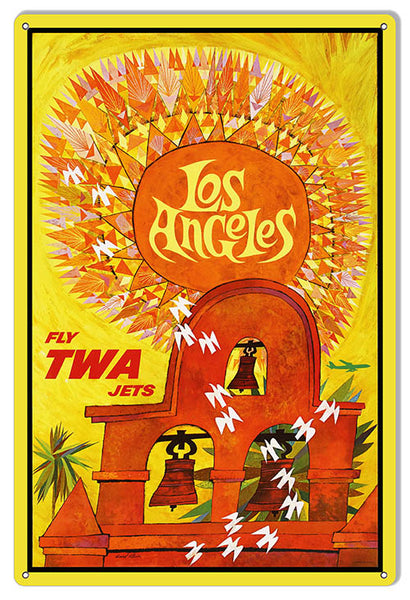 TWA Airlines Los Angeles Reproduction Nostalgic Sign 12x18