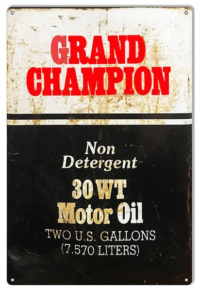 Grand Champion Reproduction Motor Oil Sign 12x18
