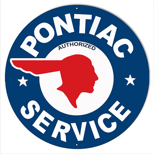 Pontiac Service Gas Station Reproduction Garage Shop Sign 14"x14" Round