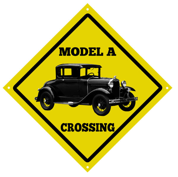 Classic Model A Crossing Black Vintage Automobile Garage Shop Sign 12″x12″
