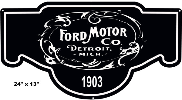 Ford Motors Black 1903 Car Laser Cut Out Reproduction Sign 13″x24″