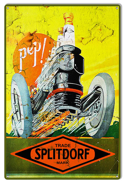 Splitdorf Spark Plug Reproduction Gas Station Garage Shop Sign 12″x18″