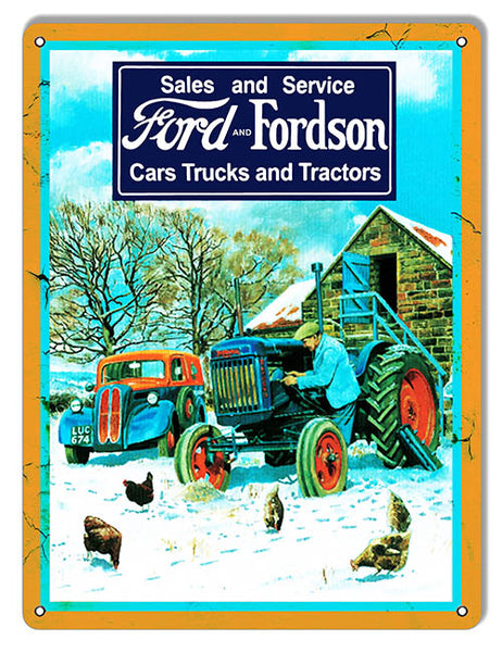 Ford And Fordson Trucks And Tractors Reproduction Garage Shop And Country Sign 9″x12″