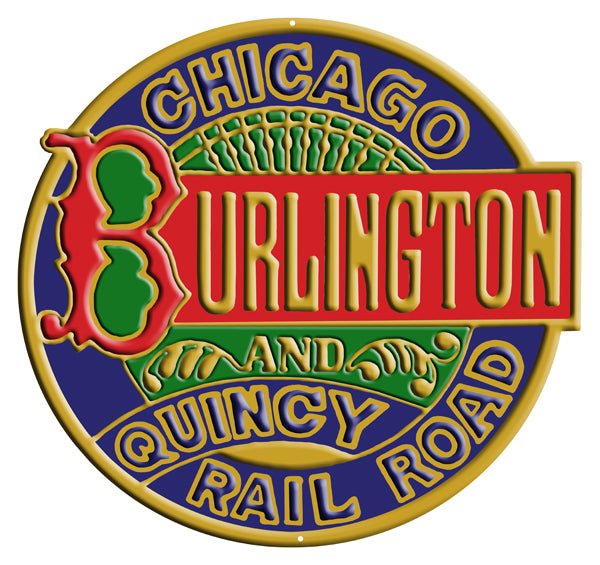 Burlington Quincy Railroad Reproduction Laser Cut Out Sign 14″x14.5″