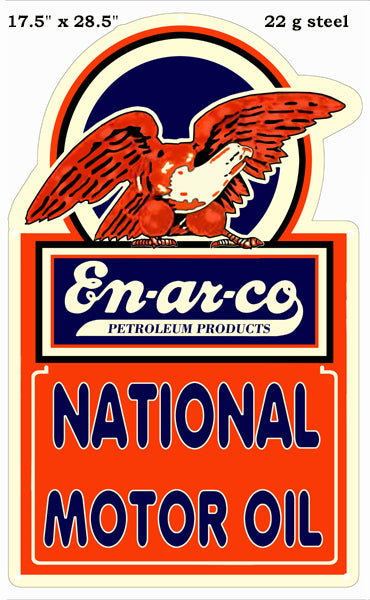 Enarco National Motor Oil Reproduction Gas Station Sign 17.5″x28.5″