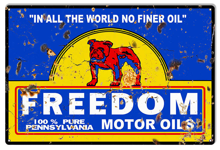 Freedom Motor Oils Vintage Reproduction Large Gas Station Sign 16″x24″