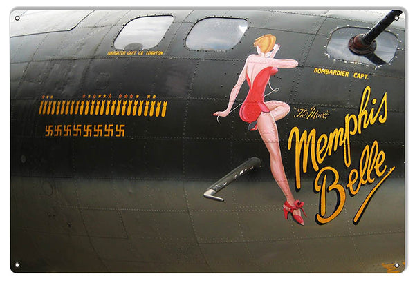 Nose Art Memphis Belle Reproduction Aviation Sign 12″x18″