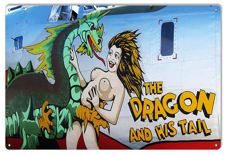 Nose Art Dragon And His Tail Reproduction Aviation Sign 12″x18″