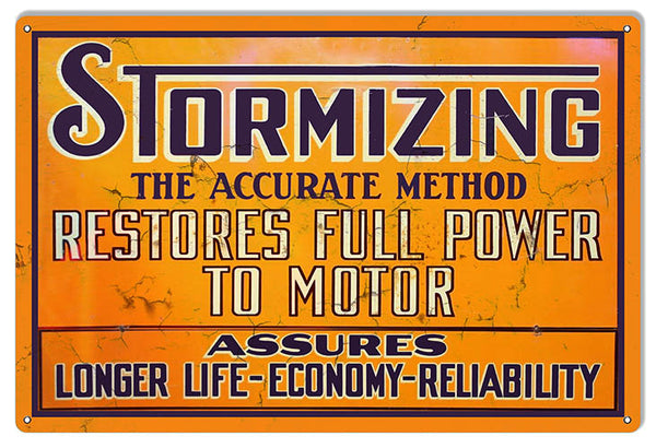 Stormizing Motor Oil  Gas Station Reproduction Garage Shop Sign 12″x18″