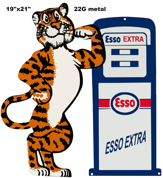 ESSO Extra Tiger Laser Cut Out Reproduction Motor Oil Sign 19″x21″