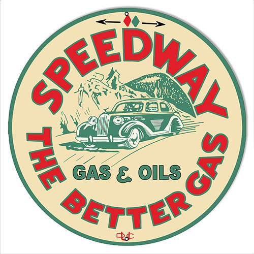 Speedway Motor Oil Reproduction Garage Shop Metal Sign 14″x14″ Round