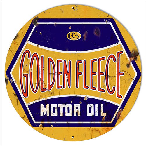 Golden Fleece Motor Oil Reproduction Gasoline Sign 18"x18" Round