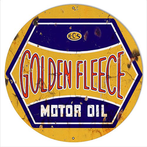 Golden Fleece Motor Oil Reproduction Gasoline Sign 24"x24" Round