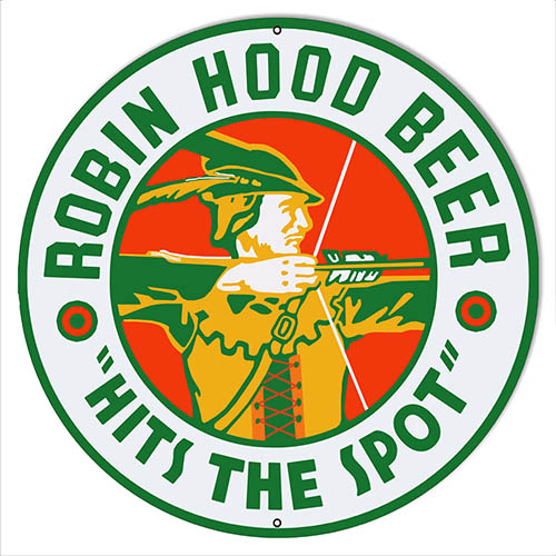 Robin Hood Beer Reproduction Bar Sign 14x14 Round