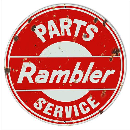 Rambler Service Reproduction Vintage Gas Station Metal Sign 14″x14″ Round