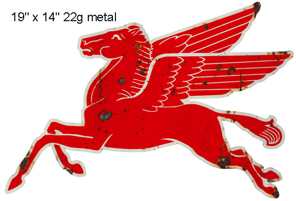 Pegasus Flying Horse Reproduction Laser Cut Out Garage Shop Sign 14″x19″