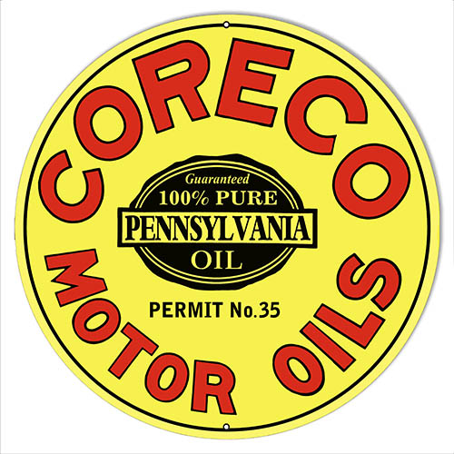 Coreco Motor Oils Reproduction Gas Station Sign 14″x14″ Round