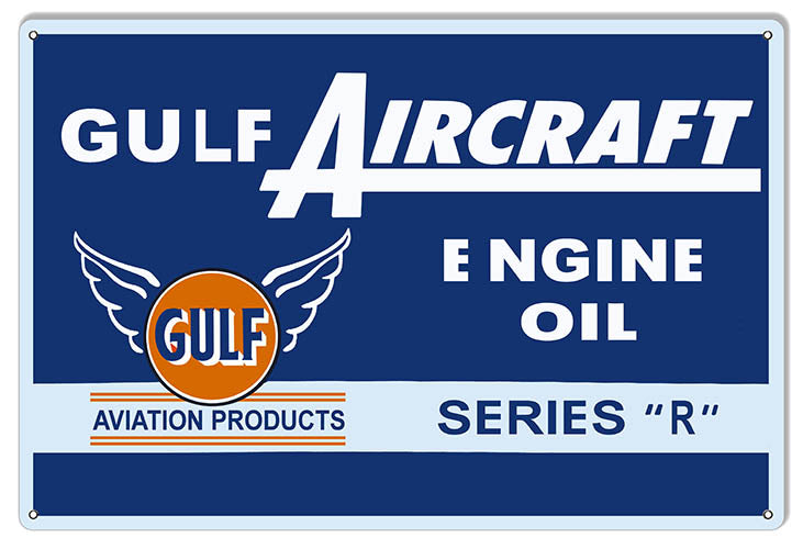 Gulf Aircraft Engine Oil Reproduction Aviation Sign 12″x18″