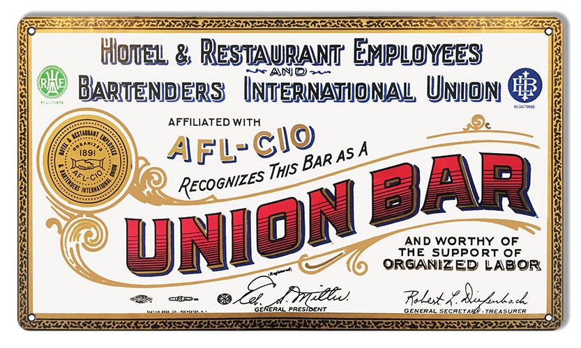 Union Hotel And Restaurant Reproduction Bar Sign 12"x18"