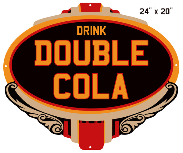 Cola Double Drink Reproduction Laser Cut Out Nostalgic Sign 15"x20"