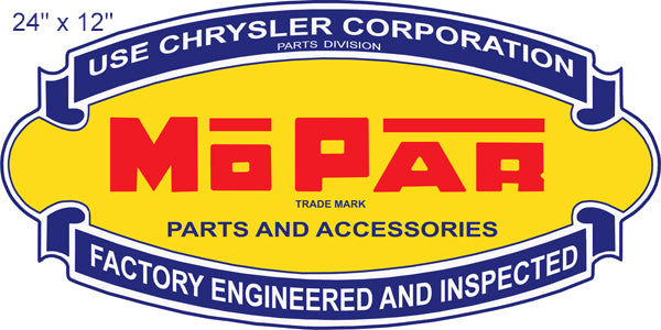 Chrysler Mo Par Parts Reproduction Cut Out Gas Station Sign 12″x24″