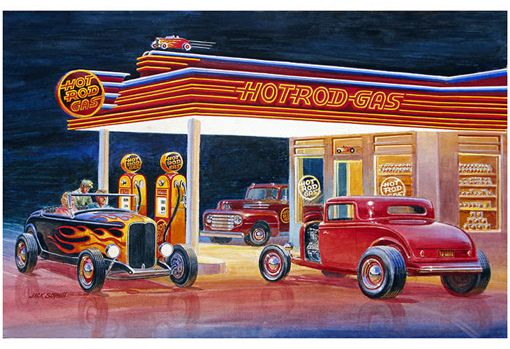 Ford Hot Rod Gas Station Reproduction Sign By Jack Schmitt 12x18
