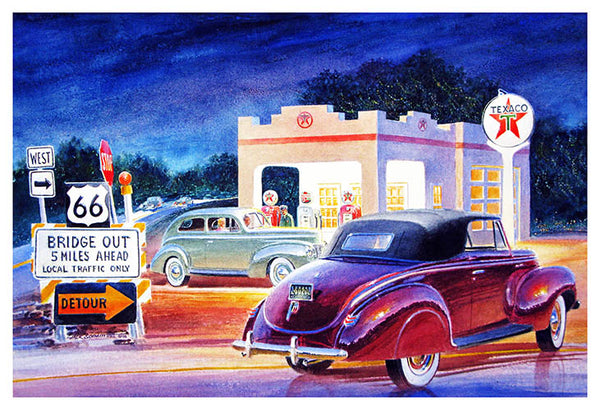 Texaco On Route 66 Reproduction Gas Station Sign By Jack Schmitt 12″x18″