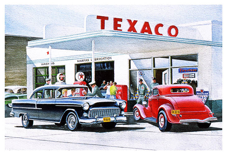 Texaco Gas Station Buick Car Reproduction Sign By Jack Schmitt 12"x18"