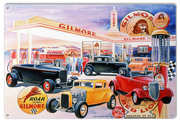 Gilmore Gas Station Hot Rods Reproduction Sign By Jack Schmitt 12x18
