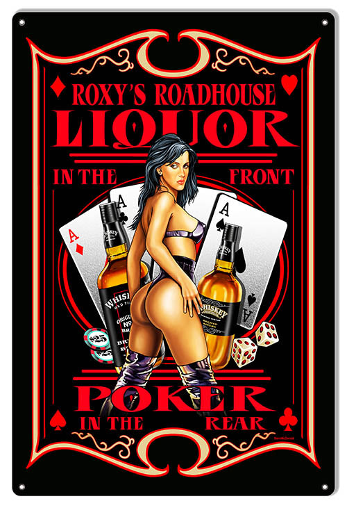 Pin Up Girl Roxys Roadhouse Garage Shop Sign By Steve McDonald 12x18