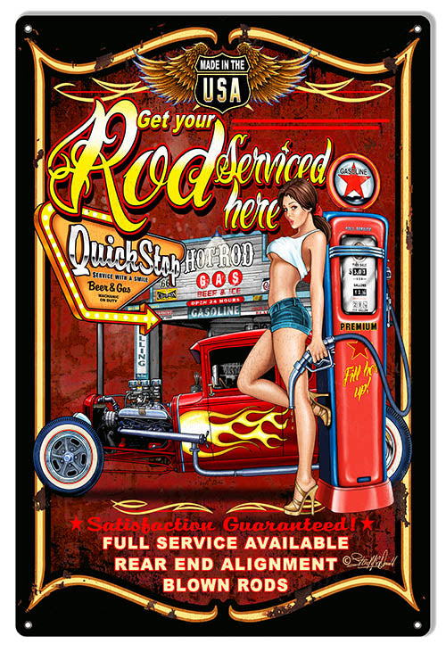 Hot Rod Serviced Here Garage Shop Sign By Steve McDonald 12x18