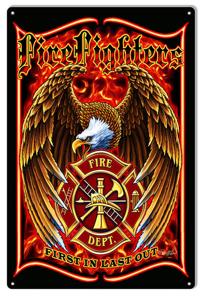 Fire Fighters Patriotic Fire Department Sign By Steve McDonald 12x18