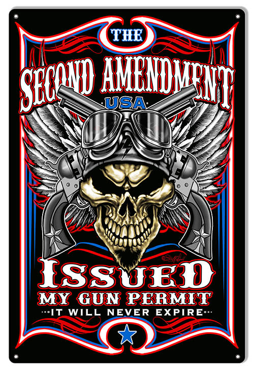 Gun Permit Issued Garage Art Man Cave Sign By Steve McDonald 12x18