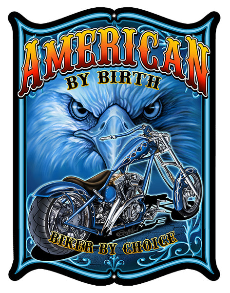 American Biker Cut Out Garage Shop Sign By Steve McDonald 14x18