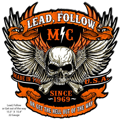Lead Follow Cut Out Skull Metal Sign By Steve McDonald 15.4x15.5