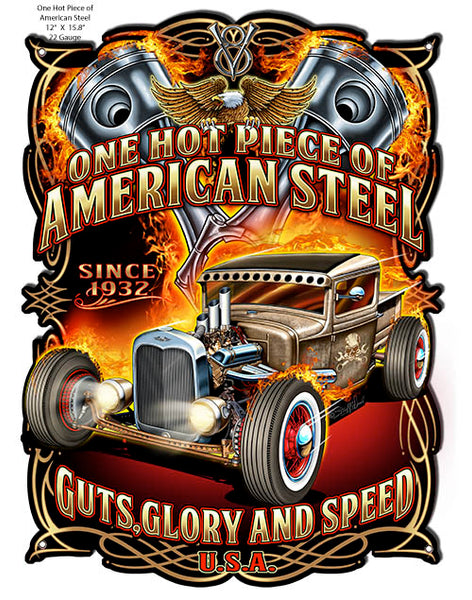Guts Glory Speed Cut Out Hot Rod Sign By Steve McDonald 12x15.8