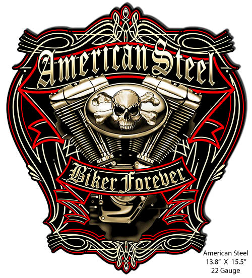 Steel Biker Forever Cut Out Motorcycle Sign By Steve McDonald 13.8x15.