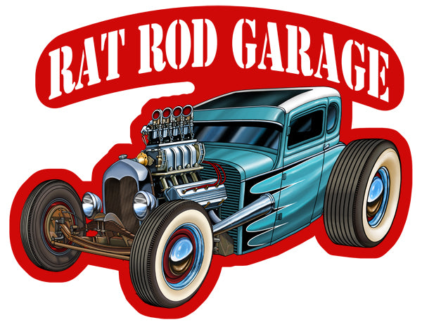 Rat Rod Garage Cut Out 3D Effect Garage Art Metal Sign 16.3x21