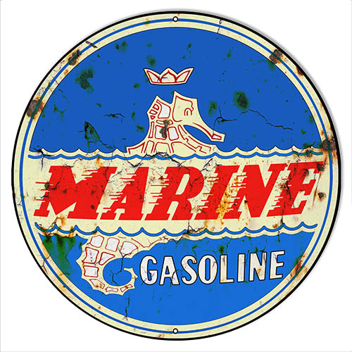 Marine Motor Oil Reproduction Vintage Metal Sign 30x30 Round