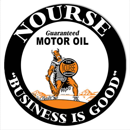 Nourse Motor Oil Reproduction Garage Shop Metal Sign 18x18 Round