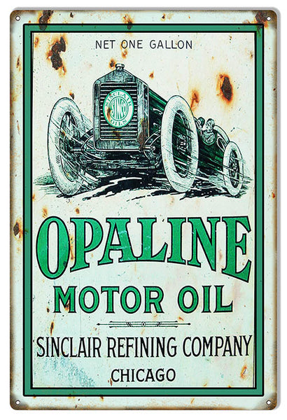 Opaline Motor Oil Reproduction Gasoline Metal Sign 12x18