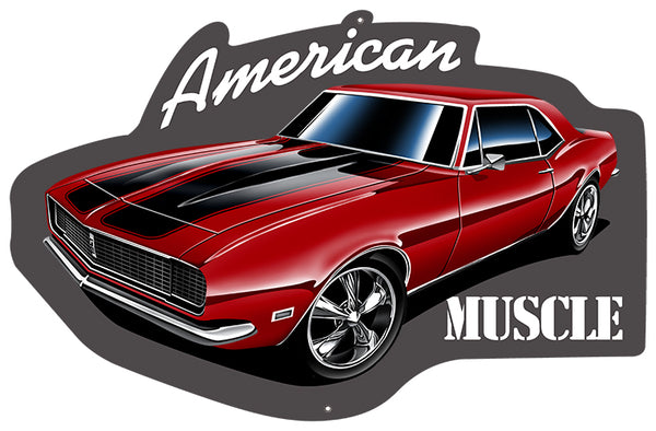 American Muscle Car Laser Cut Out With 3D Effect Sign 13.8x21.3