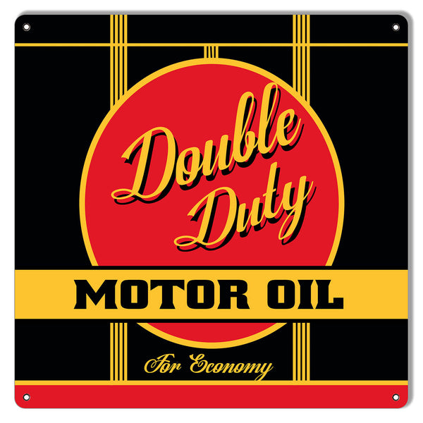 Double Duty Motor Oil Reproduction Garage Shop Metal Sign 12x12