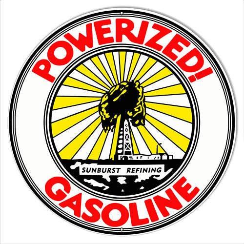 Powerized Gasoline Reproduction Motor Oil Metal Sign 14x14 Round
