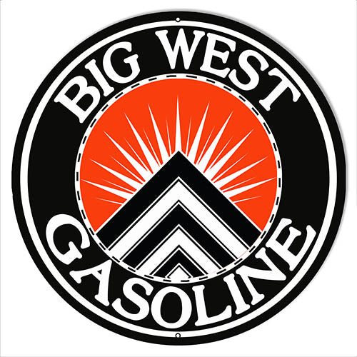 Big West Gasoline Reproduction Motor Oil Metal Sign 14x14 Round