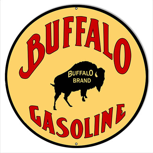 Buffalo Gasoline Reproduction Garage Shop Metal Sign 18x18 Round