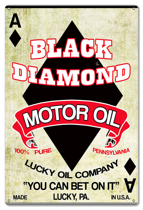 Black Diamond Motor Oil Reproduction Garage Shop Large Metal Sign 16x24