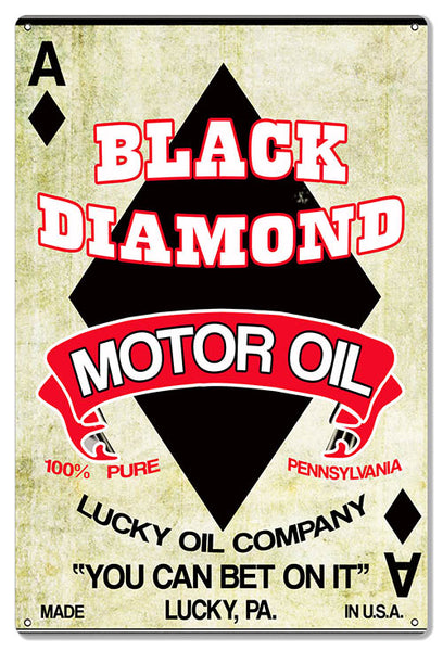 Black Diamond Motor Oil Reproduction Garage Shop Large Metal Sign 16x24