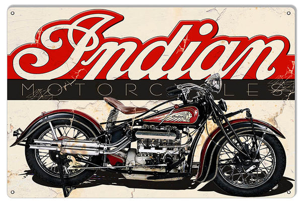 Indian Motorcycle Reproduction Large Garage Shop Metal Sign 16x24